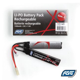 Softgun Li-Po 2 delt batteri, 7,4V-1300mAh-25C