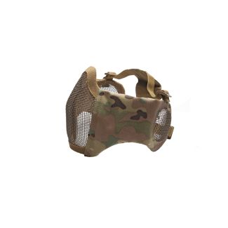 Multicam halvmaske i metal med bløde sider og øre beskyttelse.