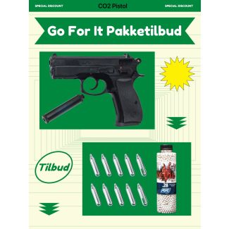 “Go For It” Pakketilbud, CZ 75 d Compact CO2 Pistol. Hardball tilbud.