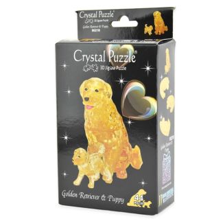 3D Crystal Puzzle, Golden Retriever & puppy dog, 44 pcs