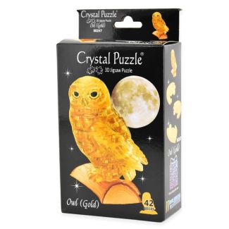3D Crystal Puzzle, Owl Ass, Grey/clear, 42 pcs-Guld