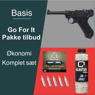 Basis Økonomi Go for it Softgun tilbud, CO2 pistol Legends P08, fuld metal
