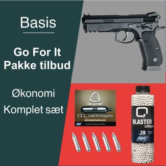 Basis Økonomi Go For It tilbud, Softgun CO2 pistol SP-01 SHADOW, uden blow back.
