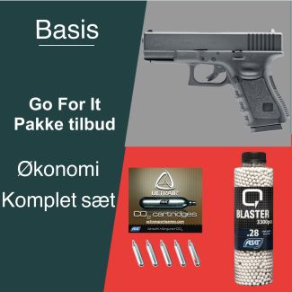 Basis Økonomi Go for it pakke tilbud, Glock 19, Gen 3 CO2 pistol, uden blow back 